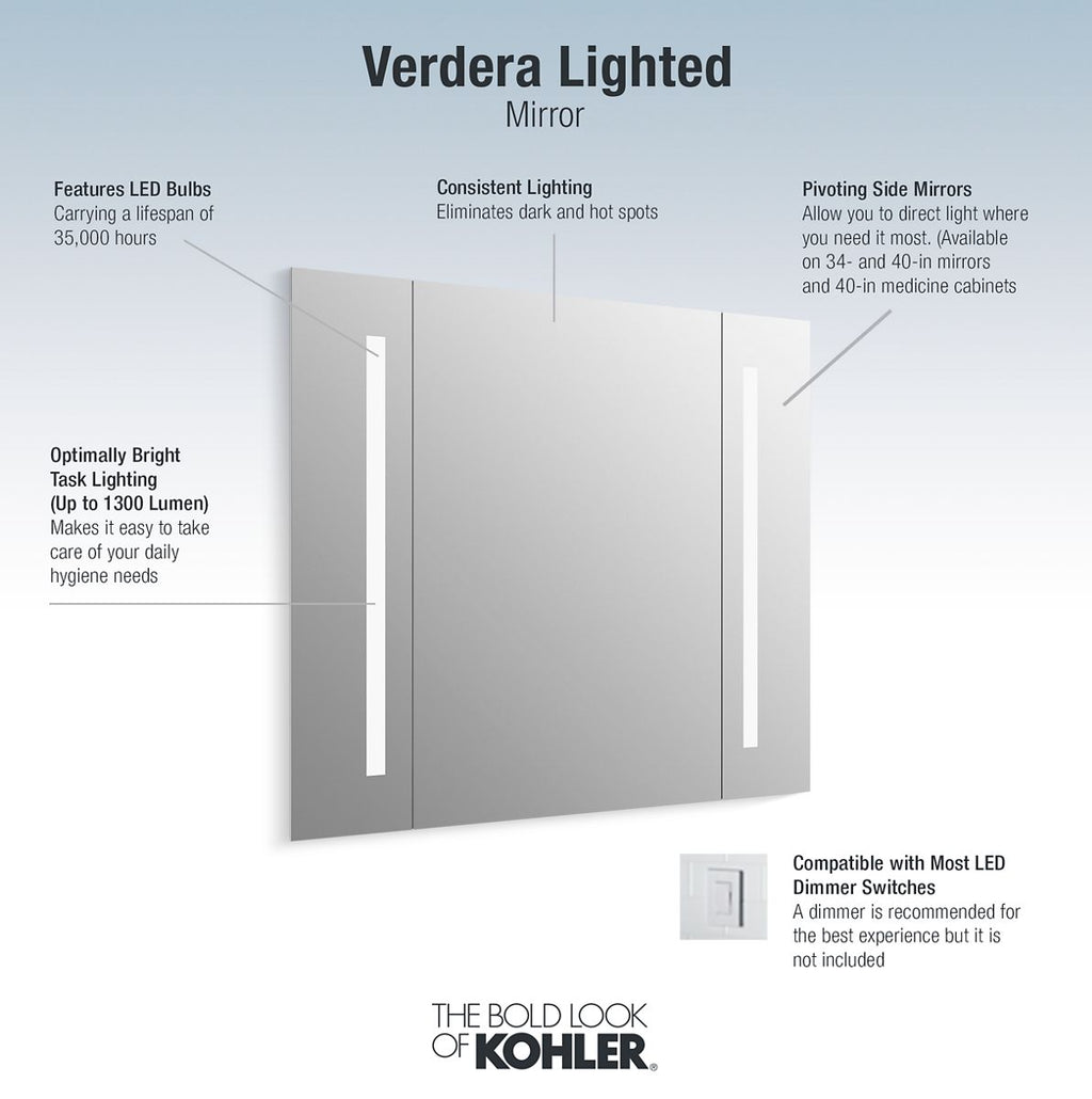 KOHLER K-99573-TLC-NA Verdera 40" X 33" Lighted Mirror