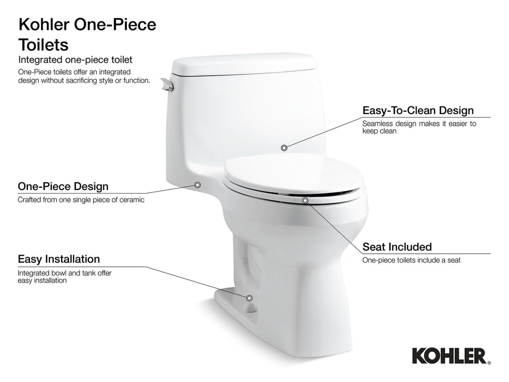 KOHLER K-3946-96 Adair One-Piece Elongated Toilet, 1.28 Gpf - Biscuit