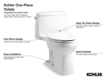 KOHLER K-3619-RA-0 Cimarron One-piece elongated toilet with concealed trapway, 1.28 gpf - White