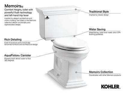 KOHLER K-3817-RA-96 Memoirs Stately Two-piece elongated toilet, 1.28 gpf - Biscuit