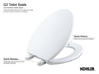 KOHLER K-4775-96 Brevia Quick-Release Round-Front Toilet Seat - Biscuit