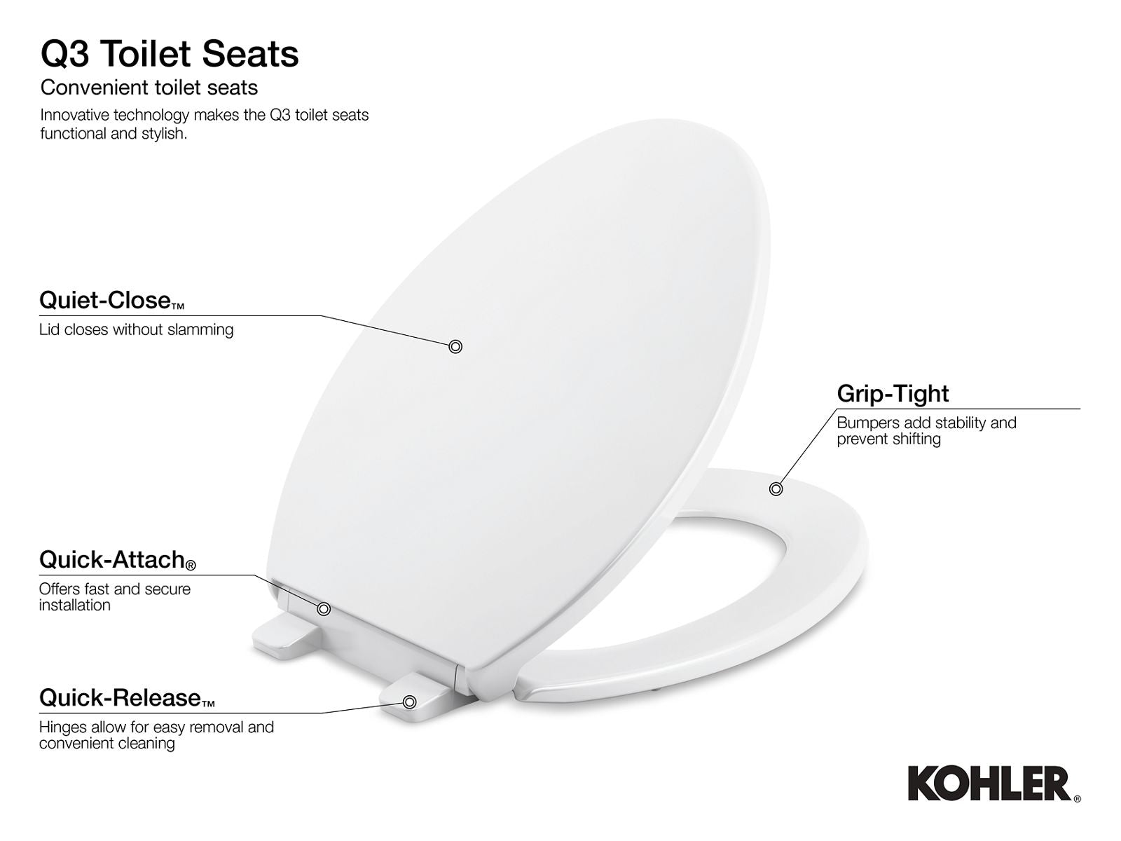 KOHLER K-4733-V10 Glenbury Quiet-Close Elongated Toilet Seat - 150Th Peachblow