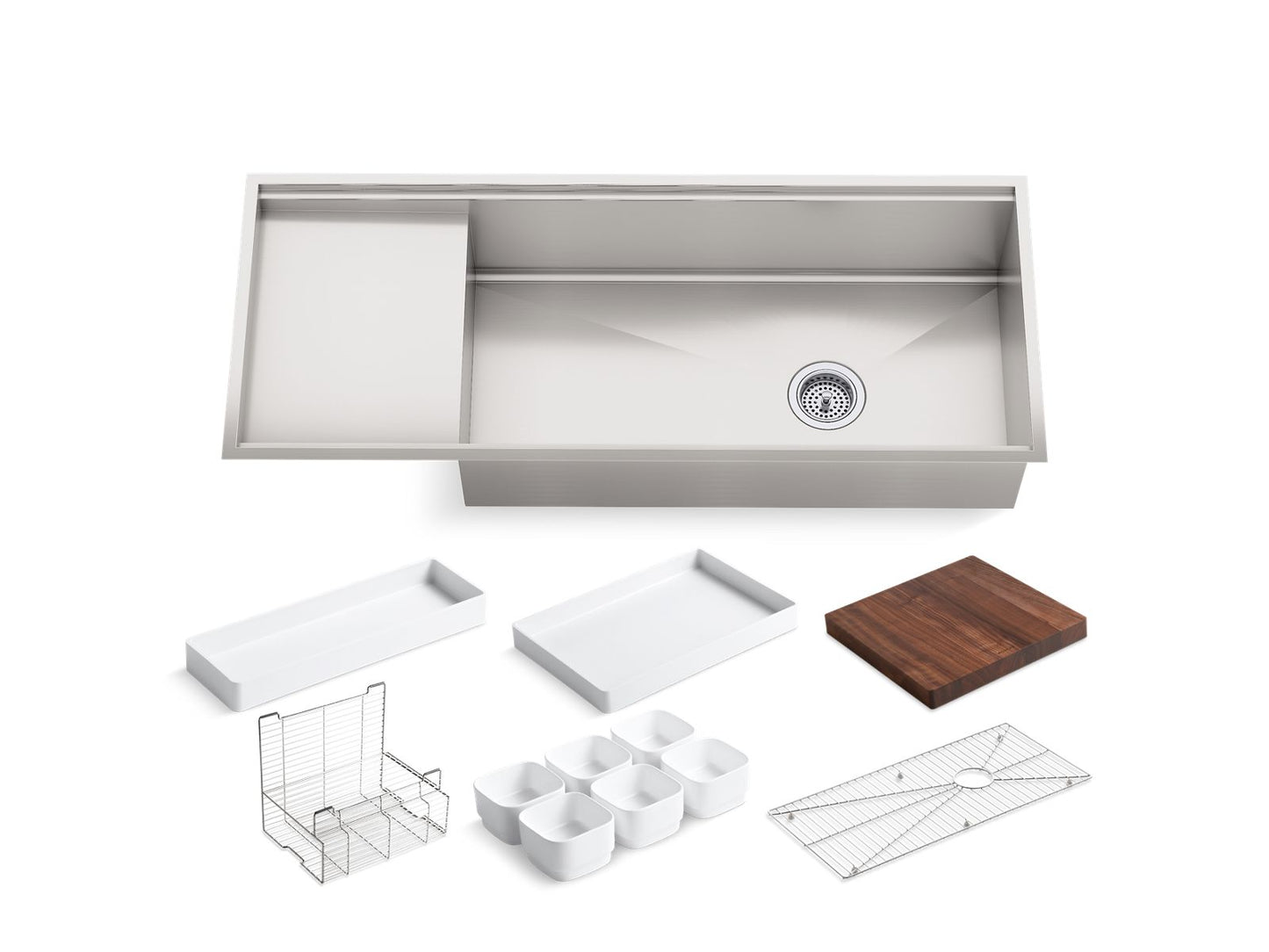 KOHLER K-3761-NA Stages 45" Undermount Single-Bowl Workstation Kitchen Sink