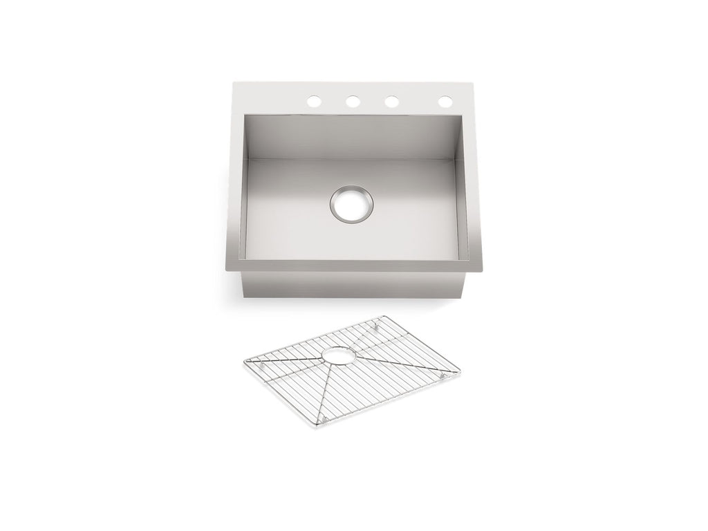 KOHLER K-3822-4-NA Vault 25" Top-/Undermount Single-Bowl Kitchen Sink - Stainless Steel