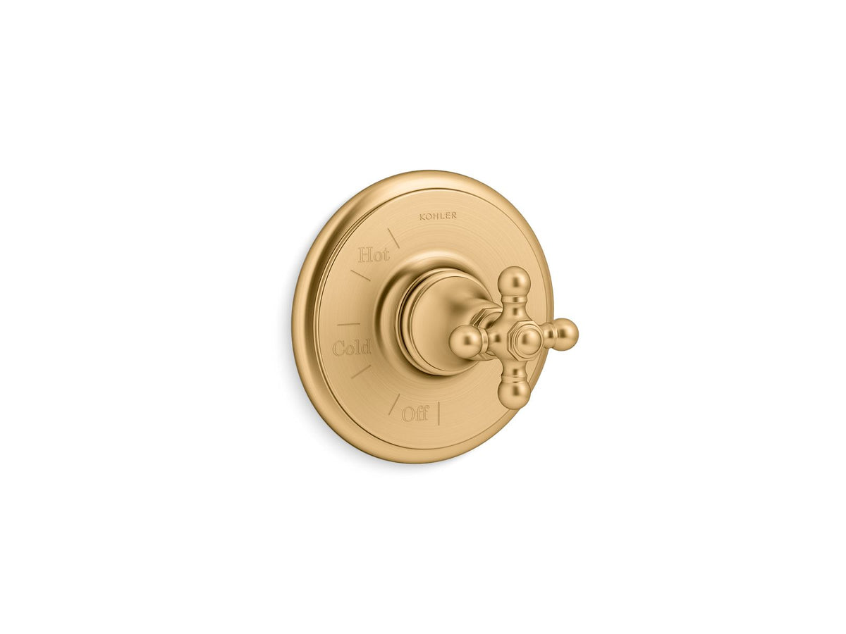 KOHLER K-TS72767-3-2MB Artifacts Rite-Temp Valve Trim With Cross Handle - Vibrant Brushed Moderne Brass