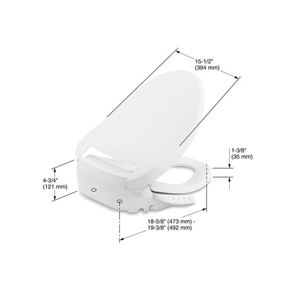 KOHLER K-18751-0 Purewash E525 Elongated Bidet Toilet Seat - White