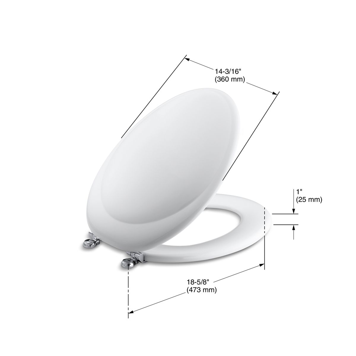 KOHLER K-4615-CP-0 Revival(R) Elongated Toilet Seat With Polished Chrome Hinges - White