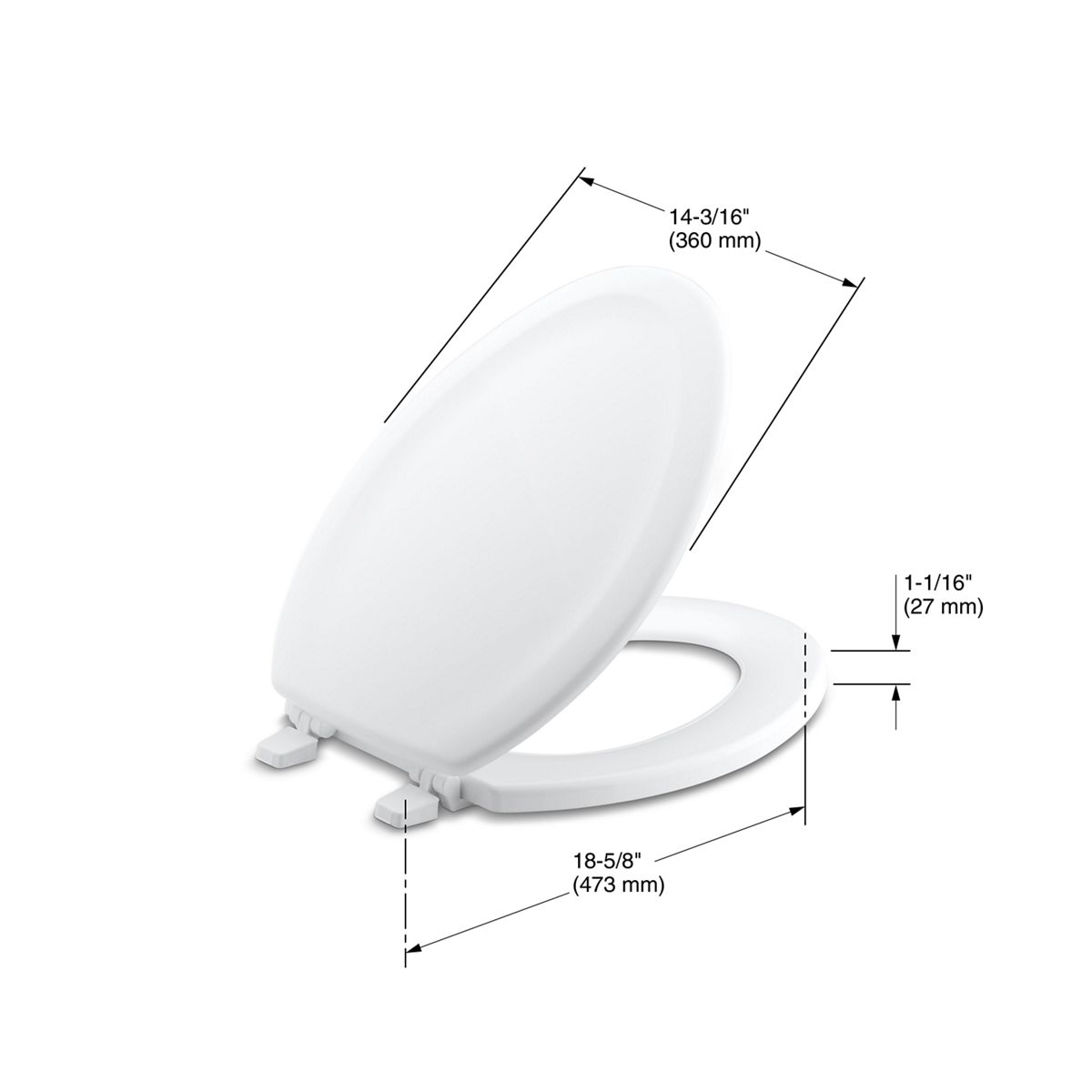 KOHLER K-4647-0 Stonewood Elongated Toilet Seat - White
