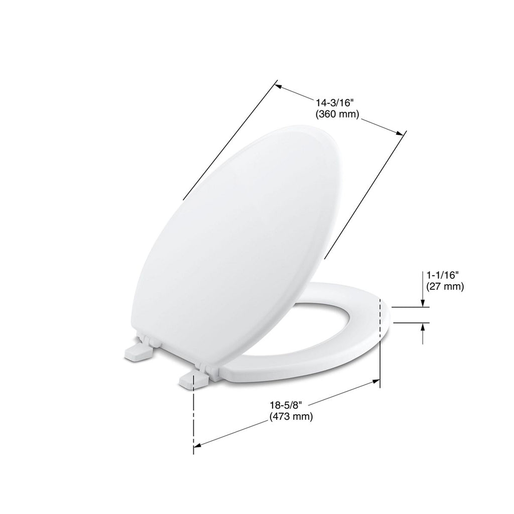 KOHLER K-4694-0 Ridgewood Elongated Toilet Seat - White
