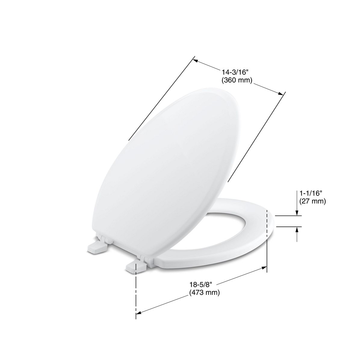 KOHLER K-4694-0 Ridgewood Elongated Toilet Seat - White