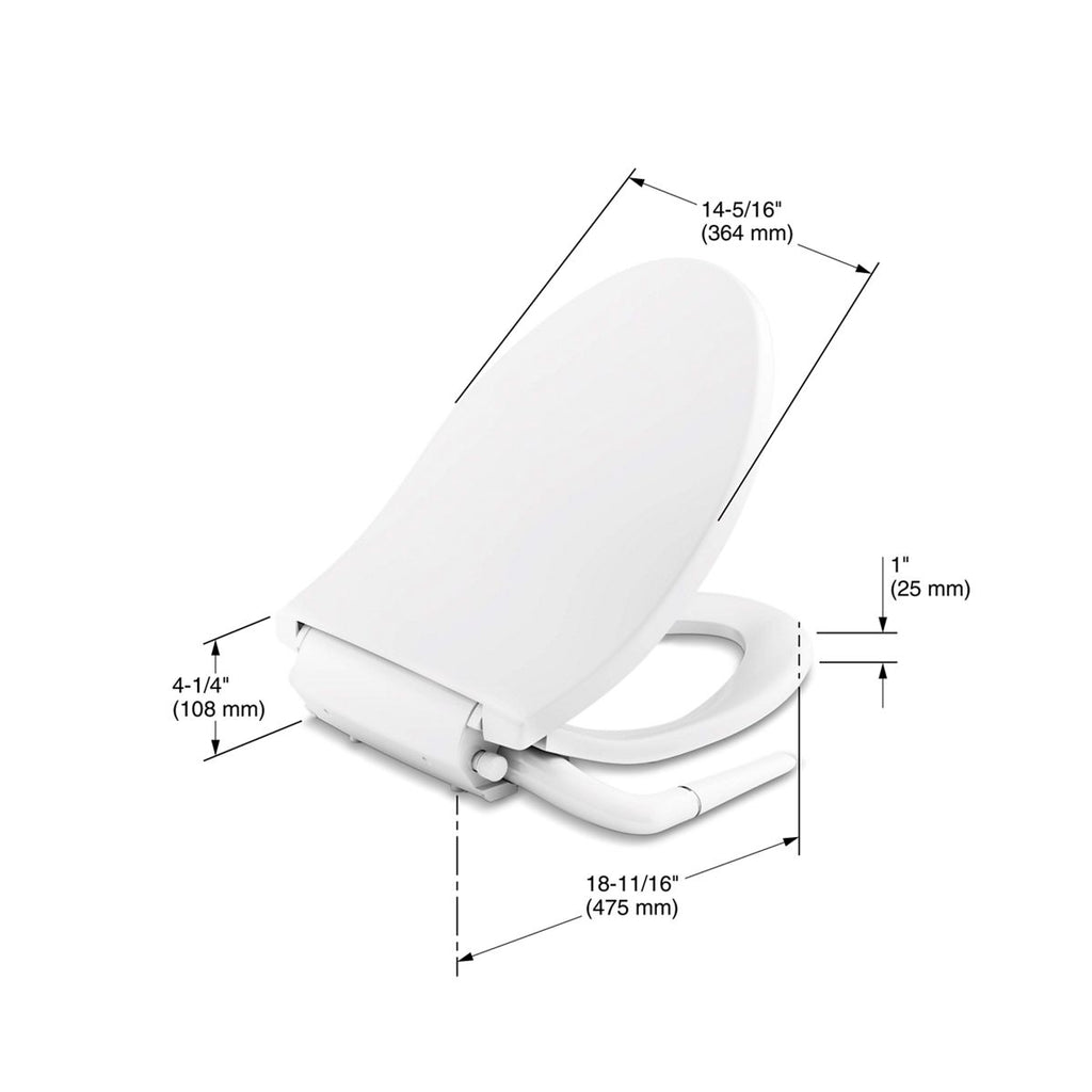 KOHLER K-5724-0 Purewash M250 Elongated Manual Bidet Toilet Seat - White