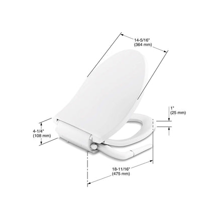 KOHLER K-5724-0 PureWash M250 Elongated manual bidet toilet seat - White