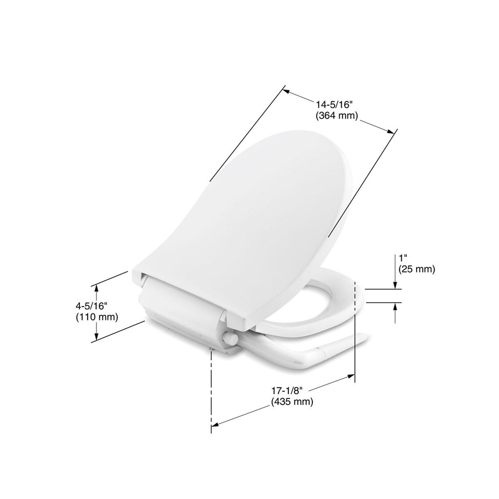 KOHLER K-76923-96 Purewash M250 Quiet-Close Round-Front Manual Bidet Toilet Seat - Biscuit