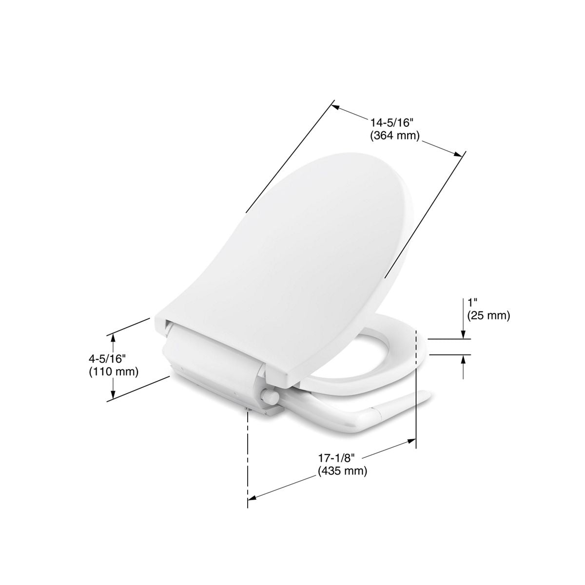 KOHLER K-76923-96 Purewash M250 Quiet-Close Round-Front Manual Bidet Toilet Seat - Biscuit