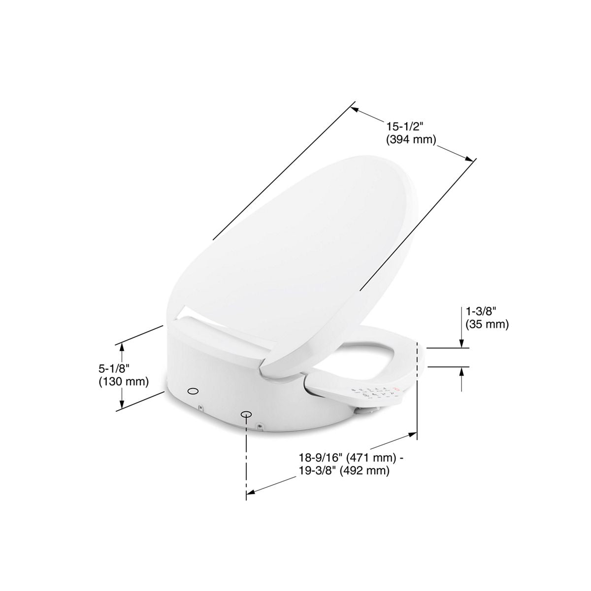 KOHLER K-8298-96 Purewash E590 Elongated Bidet Toilet Seat - Biscuit