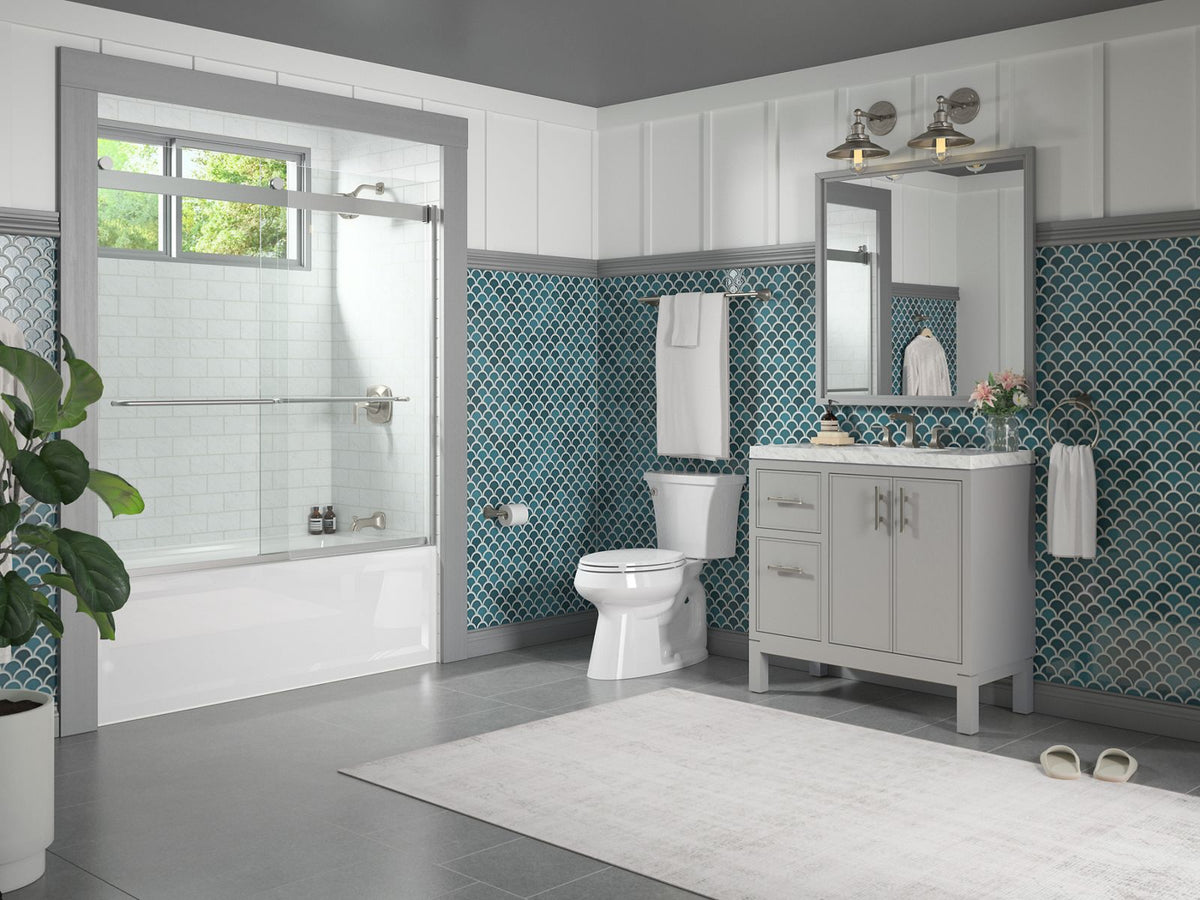 KOHLER K-1946-RA-96 Archer 60" X 30" Alcove Bath Right Drain - Biscuit