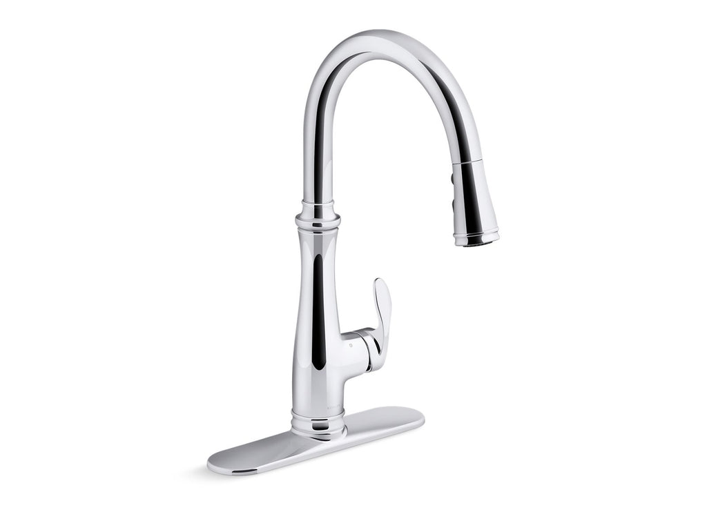 KOHLER K-29108-CP Bellera Touchless Pull-Down Kitchen Sink Faucet With Three-Function Sprayhead - Polished Chrome