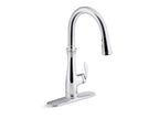 KOHLER K-29108-CP Bellera Touchless Pull-Down Kitchen Sink Faucet With Three-Function Sprayhead - Polished Chrome