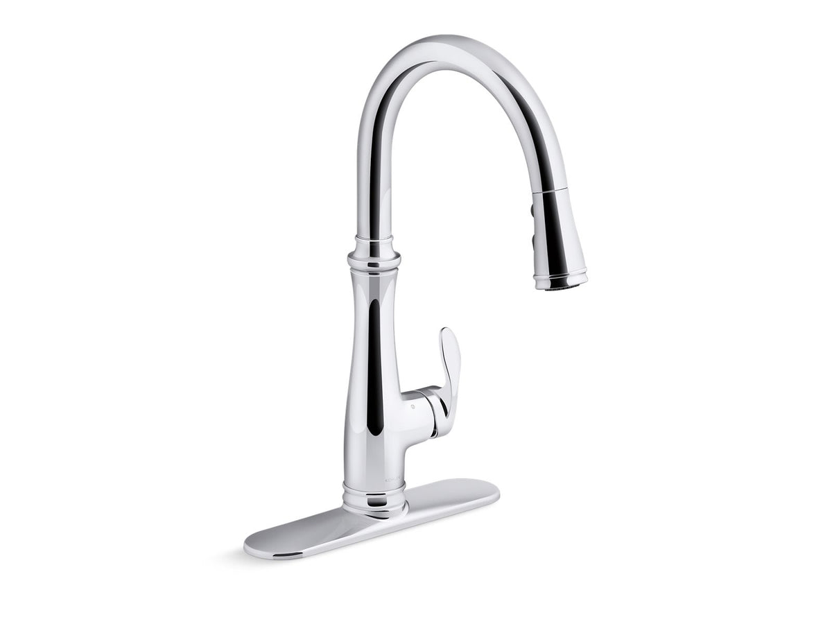 KOHLER K-29108-CP Bellera Touchless Pull-Down Kitchen Sink Faucet With Three-Function Sprayhead - Polished Chrome