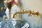 KOHLER K-T14414-3-BL Purist Wall-Mount Bathroom Sink Faucet Trim With Cross Handles, 1.2 Gpm - Matte Black