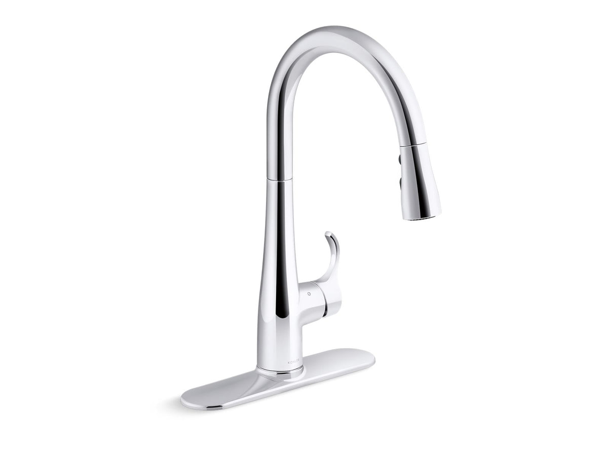 KOHLER K-22036-CP Simplice Touchless Pull-Down Kitchen Sink Faucet With Three-Function Sprayhead - Polished Chrome