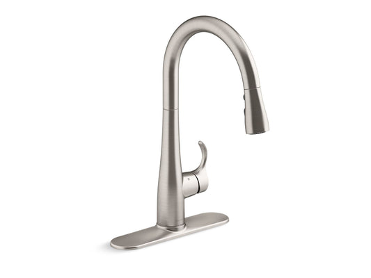 KOHLER K-22036-VS Simplice Touchless Pull-Down Kitchen Sink Faucet With Three-Function Sprayhead In Vibrant Stainless