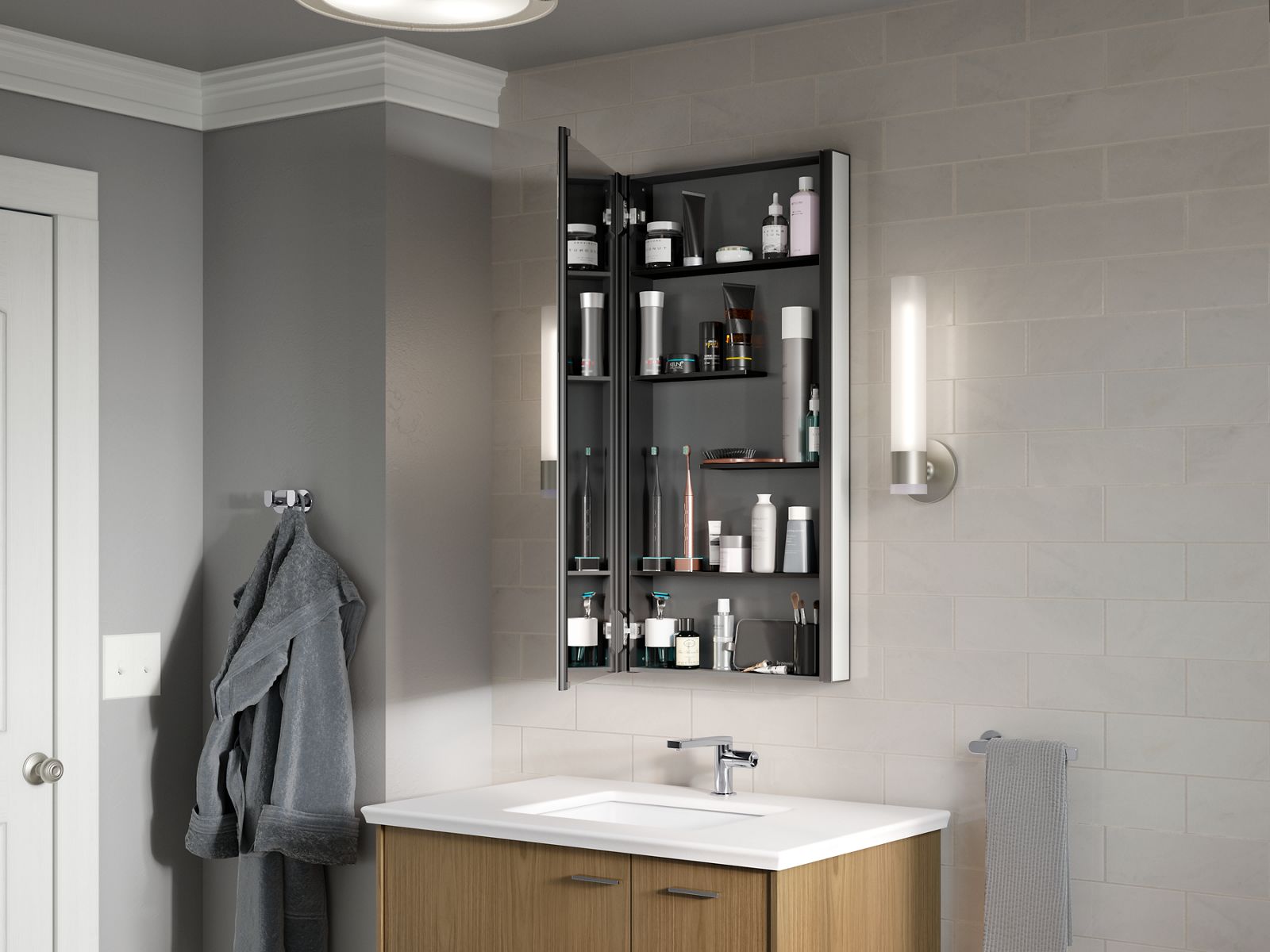 KOHLER K-81148-DA1 Maxstow 20" W X 40" H Medicine Cabinet - Dark Anodized Aluminum