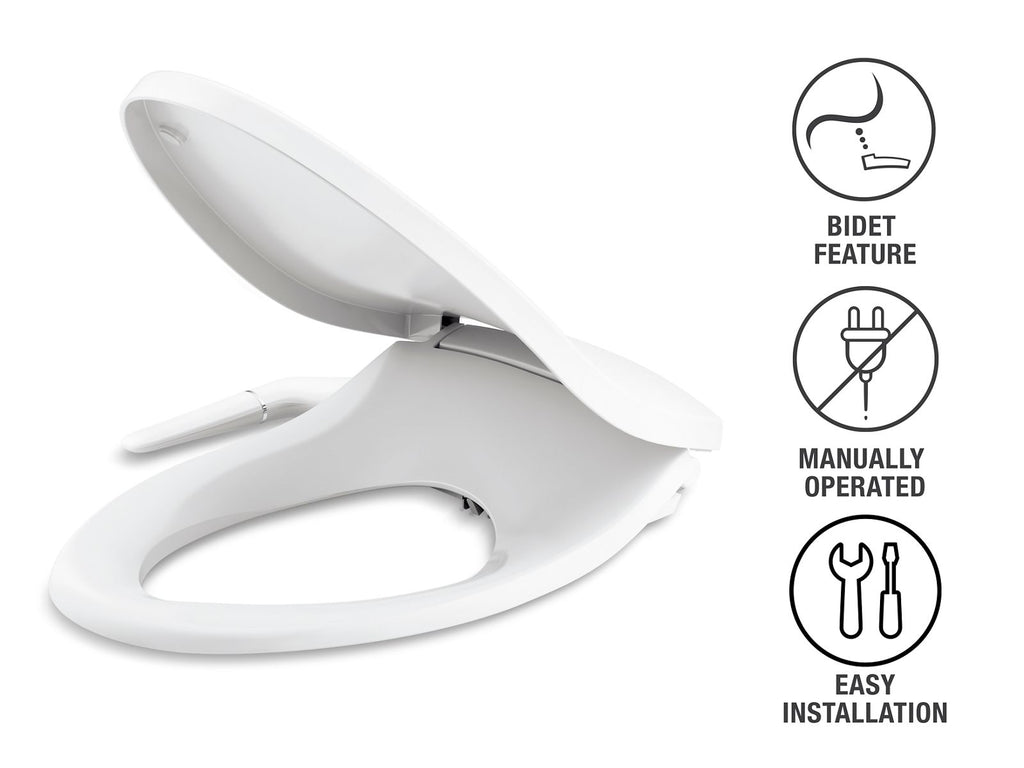 KOHLER K-5724-0 Purewash M250 Elongated Manual Bidet Toilet Seat - White