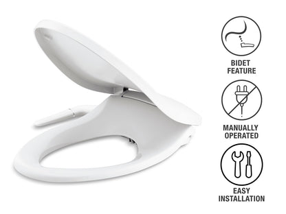 KOHLER K-5724-0 PureWash M250 Elongated manual bidet toilet seat - White