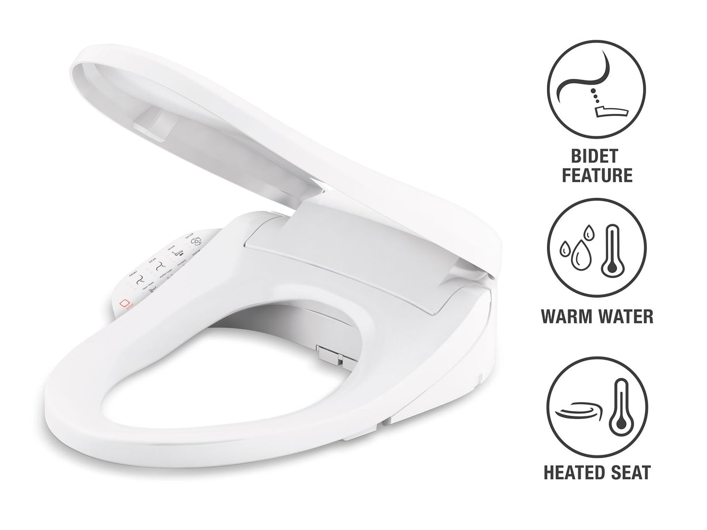 KOHLER K-8298-0 PureWash E590 Elongated bidet toilet seat - White