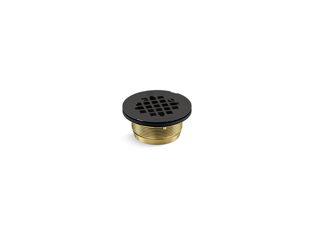 KOHLER K-22675-BL Round Brass Shower Receptor Drain - Matte Black