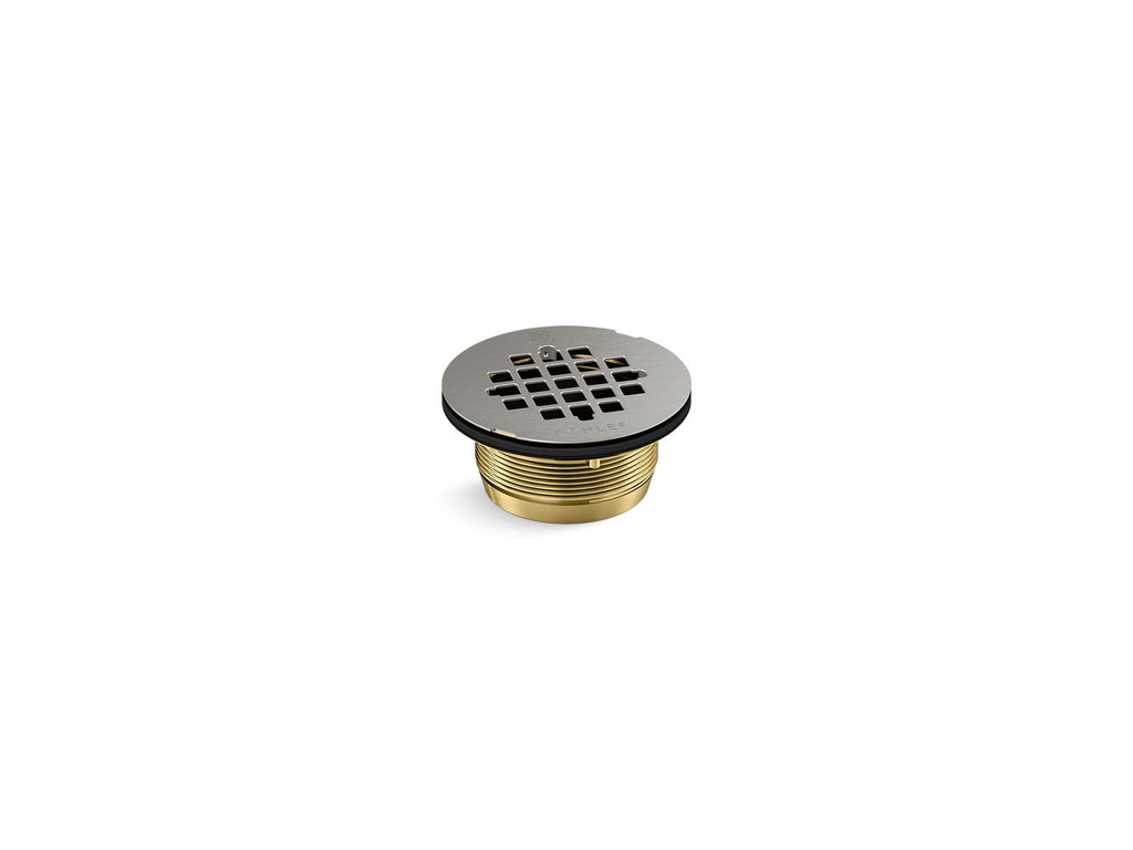 KOHLER K-22675-BS Round Brass Shower Receptor Drain - Brushed Stainless
