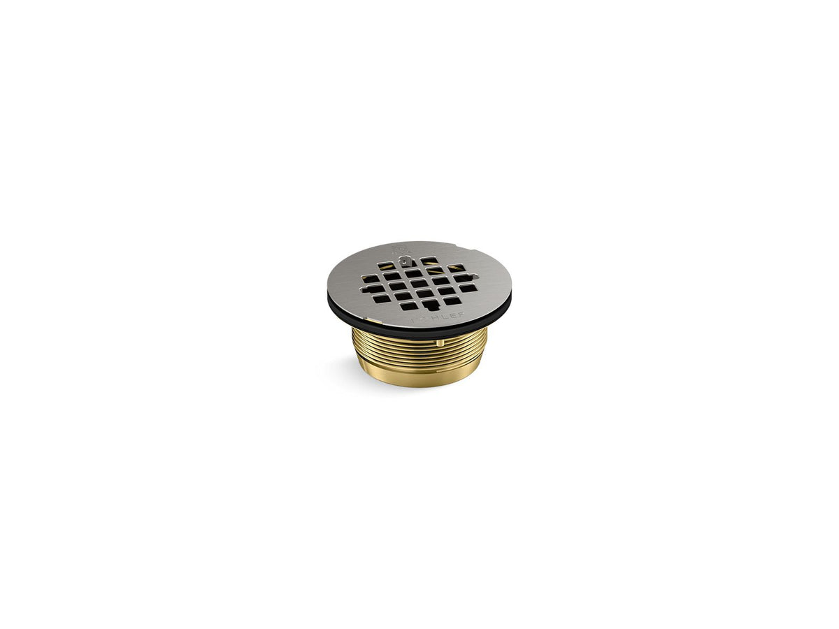 KOHLER K-22675-BS Round Brass Shower Receptor Drain - Brushed Stainless