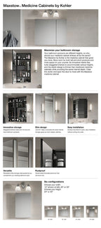 KOHLER K-81148-DA1 Maxstow 20" W X 40" H Medicine Cabinet - Dark Anodized Aluminum
