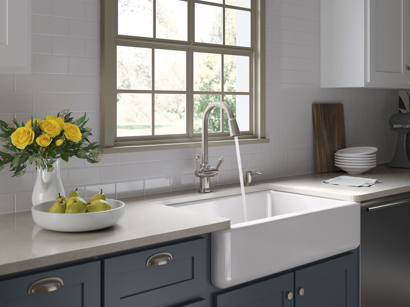 KOHLER K-6489-0 Whitehaven 35-3/4" Undermount Single-Bowl Farmhouse Kitchen Sink - White