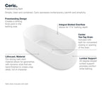KOHLER K-8336-0 Ceric 65" X 31" Freestanding Bath - White