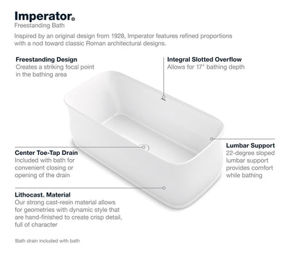 KOHLER K-8334-0 Imperator 65-3/4" x 31" freestanding bath - White