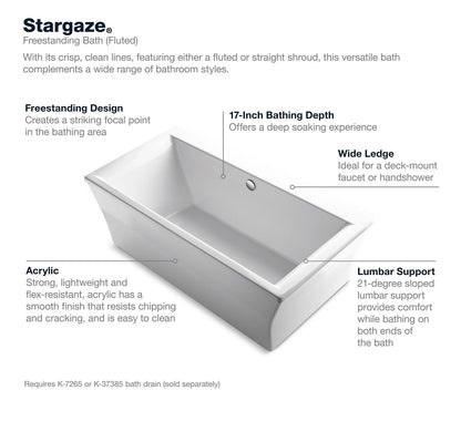 KOHLER K-6367-0 Stargaze 72" X 36" Freestanding Bath With Fluted Shroud - White