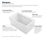 KOHLER K-24010-0 Stargaze 60" X 34" Freestanding Bath With Straight Shroud - White