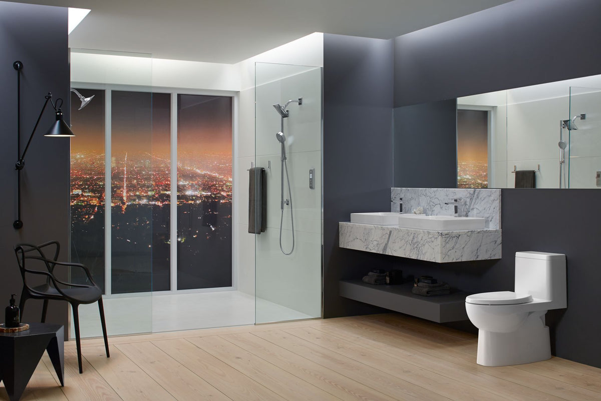 KOHLER K-78080-96 Reach One-Piece Compact Elongated Toilet With Skirted Trapway, 1.28 Gpf - Biscuit