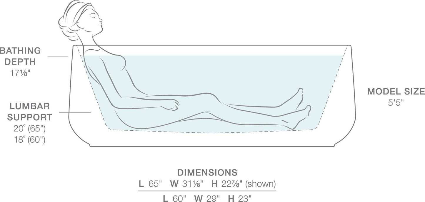 KOHLER K-8336-0 Ceric 65" x 31" freestanding bath - White