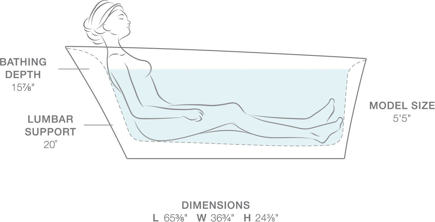 KOHLER K-8331-0 Veil 65-3/8" x 36-15/16” freestanding bath - White