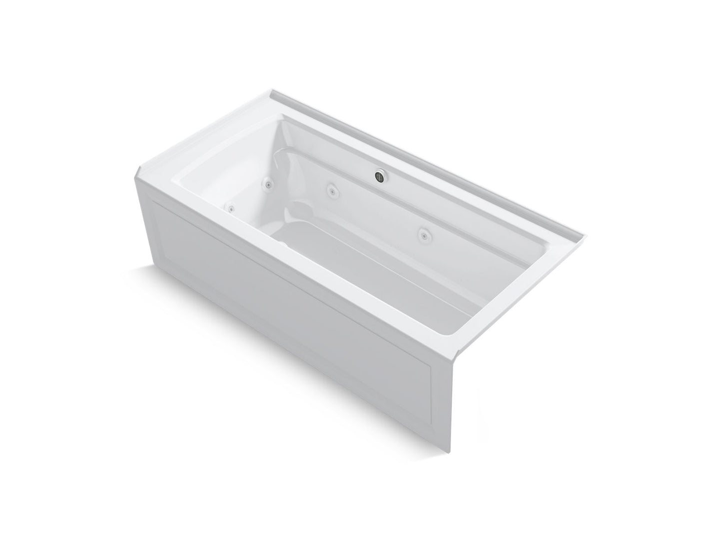 KOHLER K-1949-XGHRA-0 Archer 66" X 32" Alcove Heated Bubblemassage Air Bath And Whirlpool, Right Drain In White