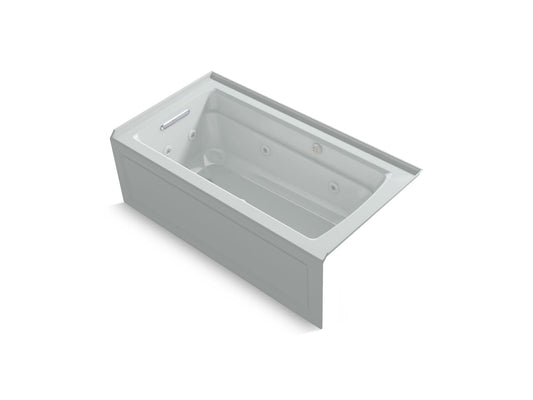 KOHLER K-1122-XGHLA-95 Archer 60" X 32" Alcove Heated Bubblemassage Air Bath And Whirlpool, Left Drain In Ice Grey