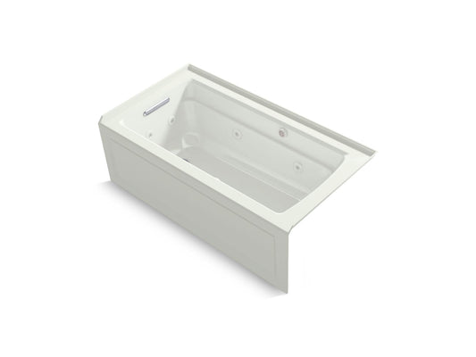 KOHLER K-1122-XGHLA-NY Archer 60" X 32" Alcove Heated Bubblemassage Air Bath And Whirlpool, Left Drain In Dune