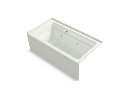 KOHLER K-1122-XGHRA-NY Archer 60" X 32" Alcove Heated Bubblemassage Air Bath And Whirlpool, Right Drain In Dune