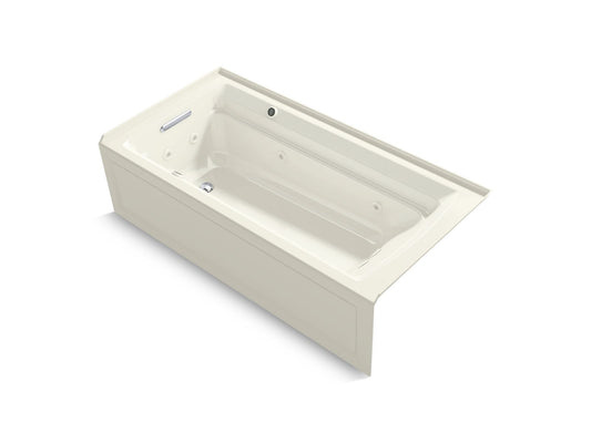 KOHLER K-1124-XGHLA-96 Archer 72" X 36" Alcove Heated Bubblemassage Air Bath And Whirlpool, Left Drain In Biscuit