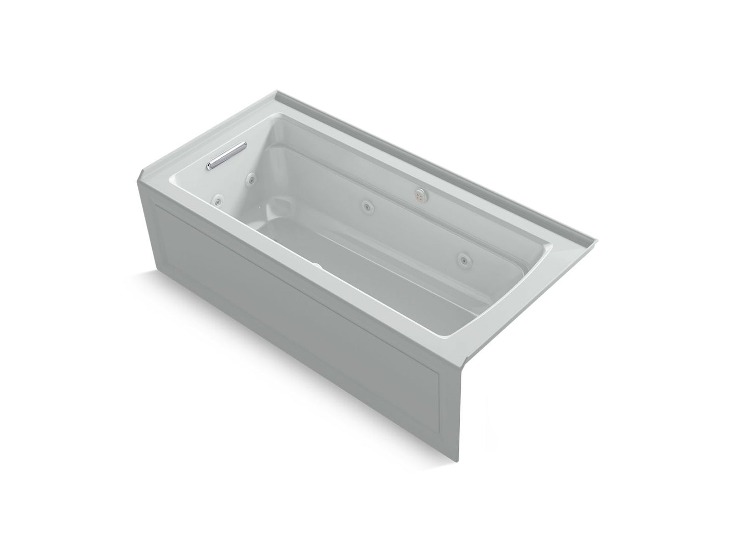 KOHLER K-1949-XGHLA-95 Archer 66" X 32" Alcove Heated Bubblemassage Air Bath And Whirlpool, Left Drain In Ice Grey