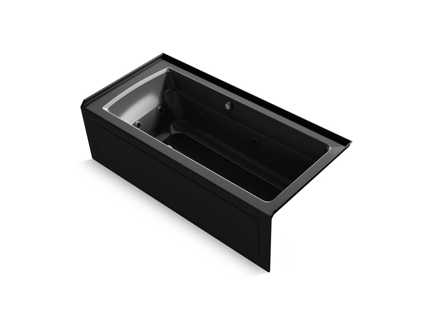 KOHLER K-1949-XGHRA-7 Archer 66" X 32" Alcove Heated Bubblemassage Air Bath And Whirlpool, Right Drain In Black Black