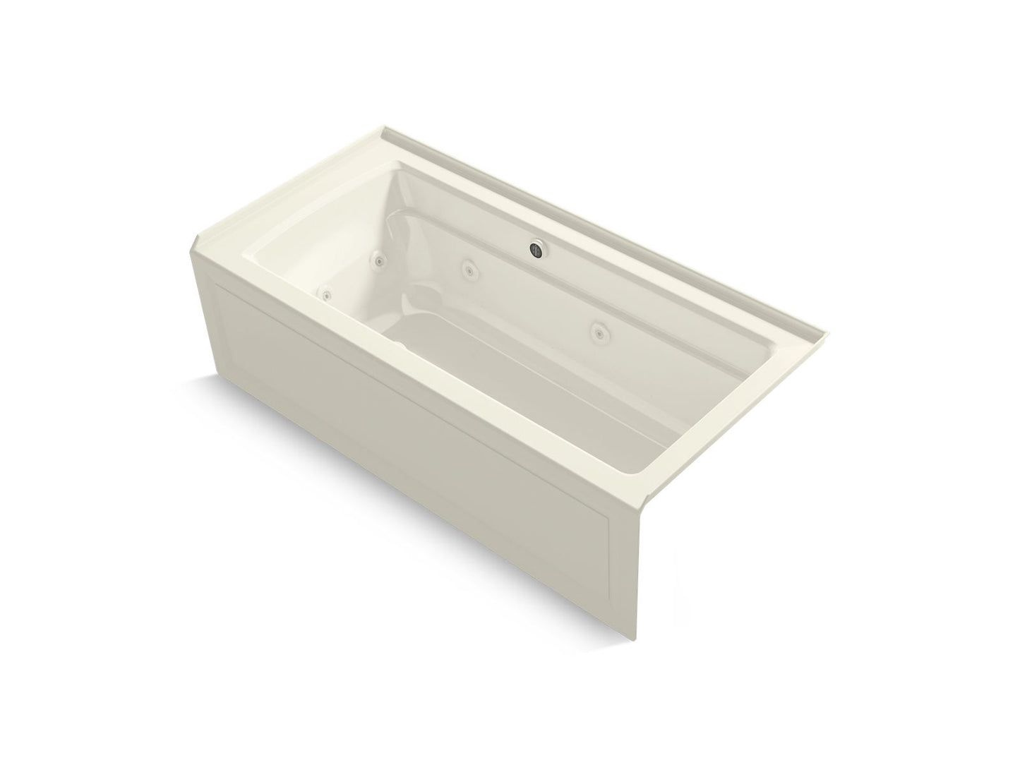 KOHLER K-1949-XGHRA-96 Archer 66" X 32" Alcove Heated Bubblemassage Air Bath And Whirlpool, Right Drain In Biscuit